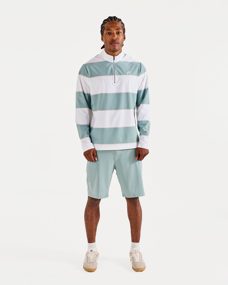 Adidas Ultimate 365 Rugby Stripe Quarter Zip Performance Golf Top