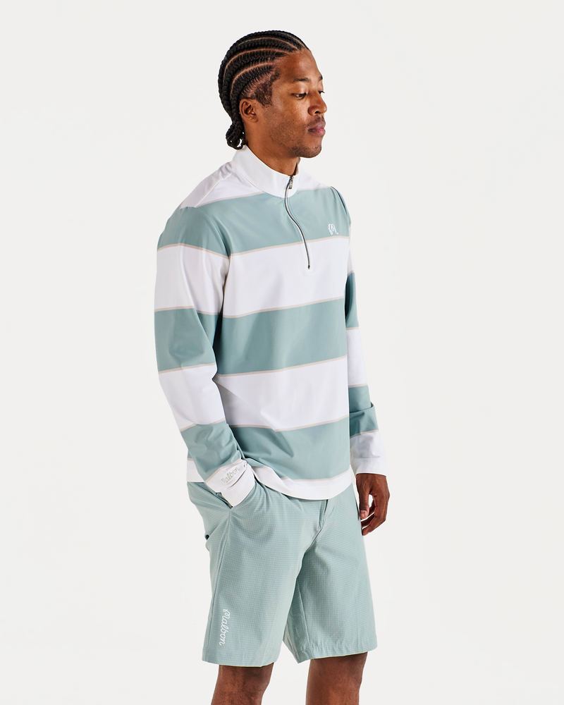 Adidas Ultimate 365 Rugby Stripe Quarter Zip Performance Golf Top