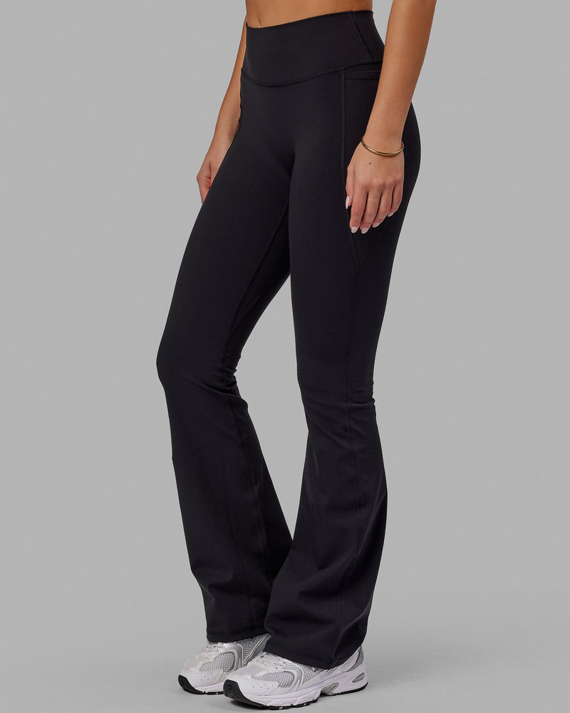 Fusion Ultra High Rise Flared Legging Pockets Black Stretch Activewear