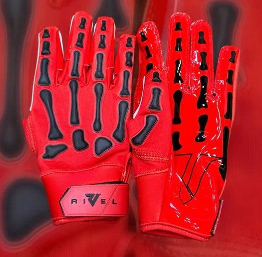 OG Reaper Bones Football Gloves – Black & White Grip Receiver Gloves