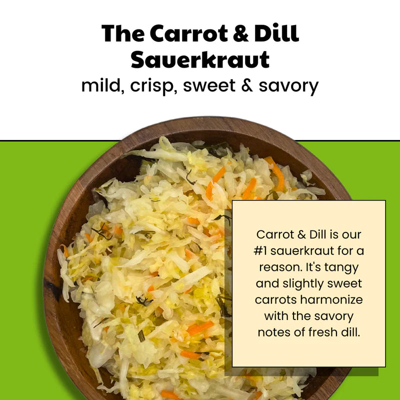 Carrot & Dill Fermented Sauerkraut Probiotic Tangy Gourmet Vegetable Blend