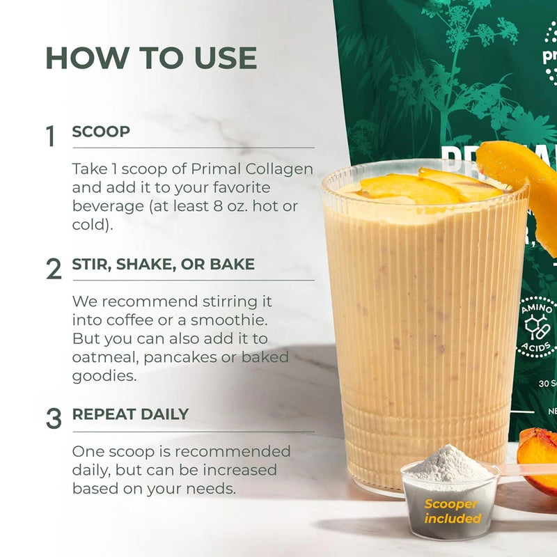 Primal Collagen Peptides Powder Daily Wellness Skin Hair Joint Support
