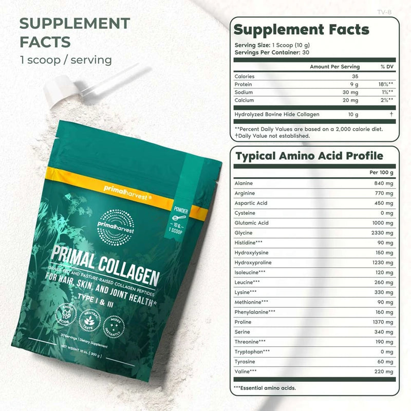 Primal Collagen Peptides Powder Daily Wellness Skin Hair Joint Support