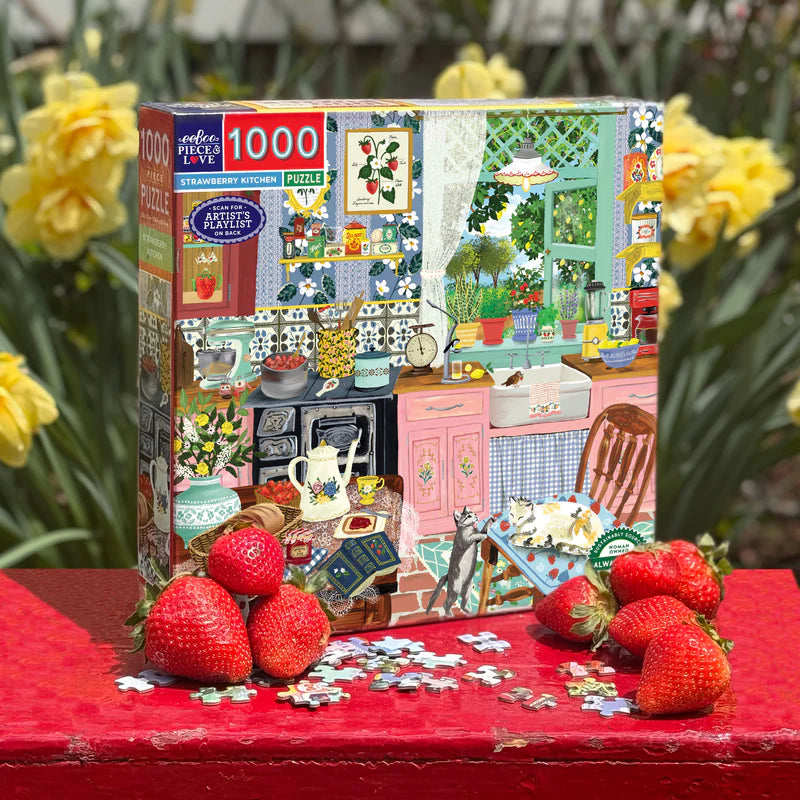 Strawberry Kitchen 1000 Piece Puzzle Colorful Jigsaw Puzzle for Adults