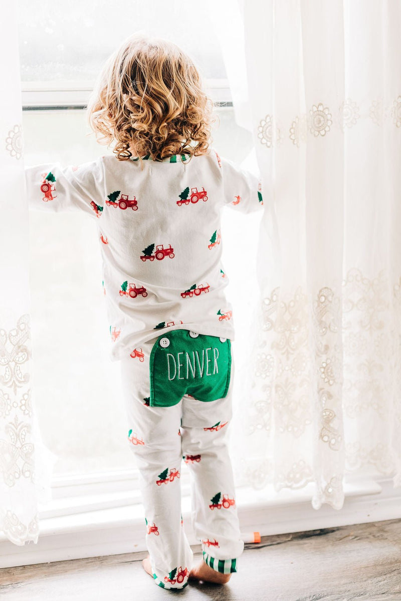 Buttflap Pajamas Christmas Tractor Holiday Lounge Sleepwear