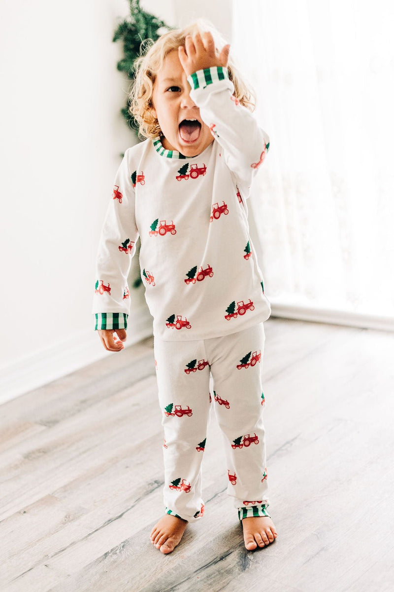 Buttflap Pajamas Christmas Tractor Holiday Lounge Sleepwear