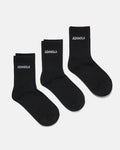 3 Pack Black Socks Soft Cotton Everyday Crew Socks Comfort Fit Durable