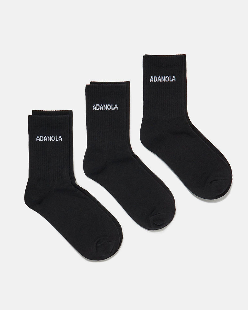 3 Pack Black Socks Soft Cotton Everyday Crew Socks Comfort Fit Durable