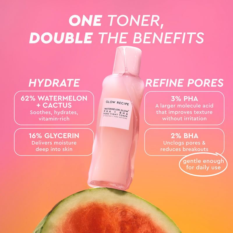 Watermelon Glow PHA+BHA Pore-Tight Toner – Exfoliating Hydrating Glow