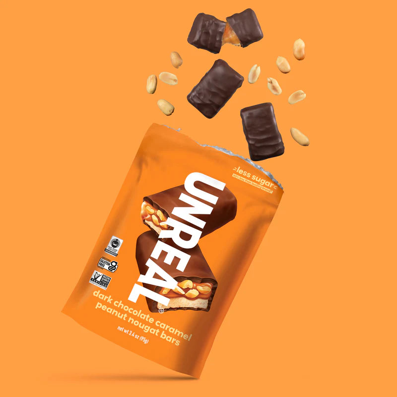 Dark Chocolate Caramel Peanut Nougat Bars Grab & Go Snack Box Pack