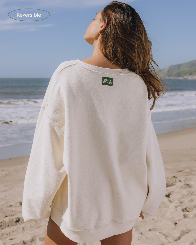 Unisex Oversized Crew Sand Relaxed Fit Casual Sweatshirt