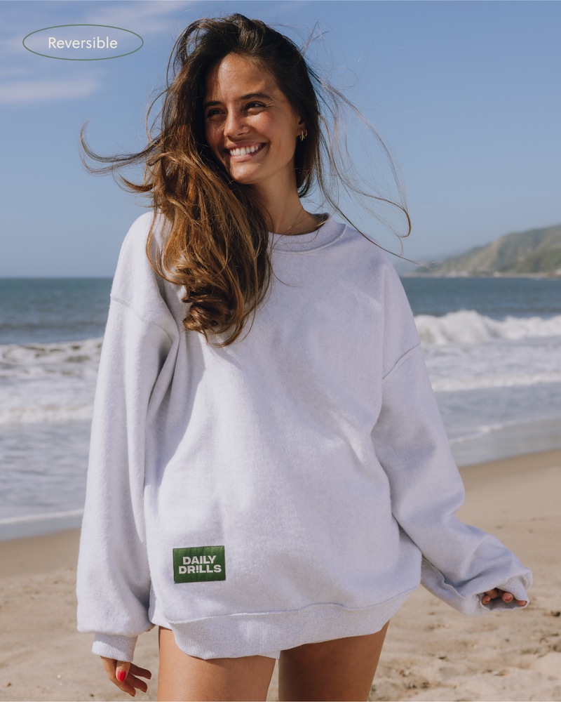 Oversized Fleece Crew Heather Grey Soft Cozy Relaxed Sweatshirt