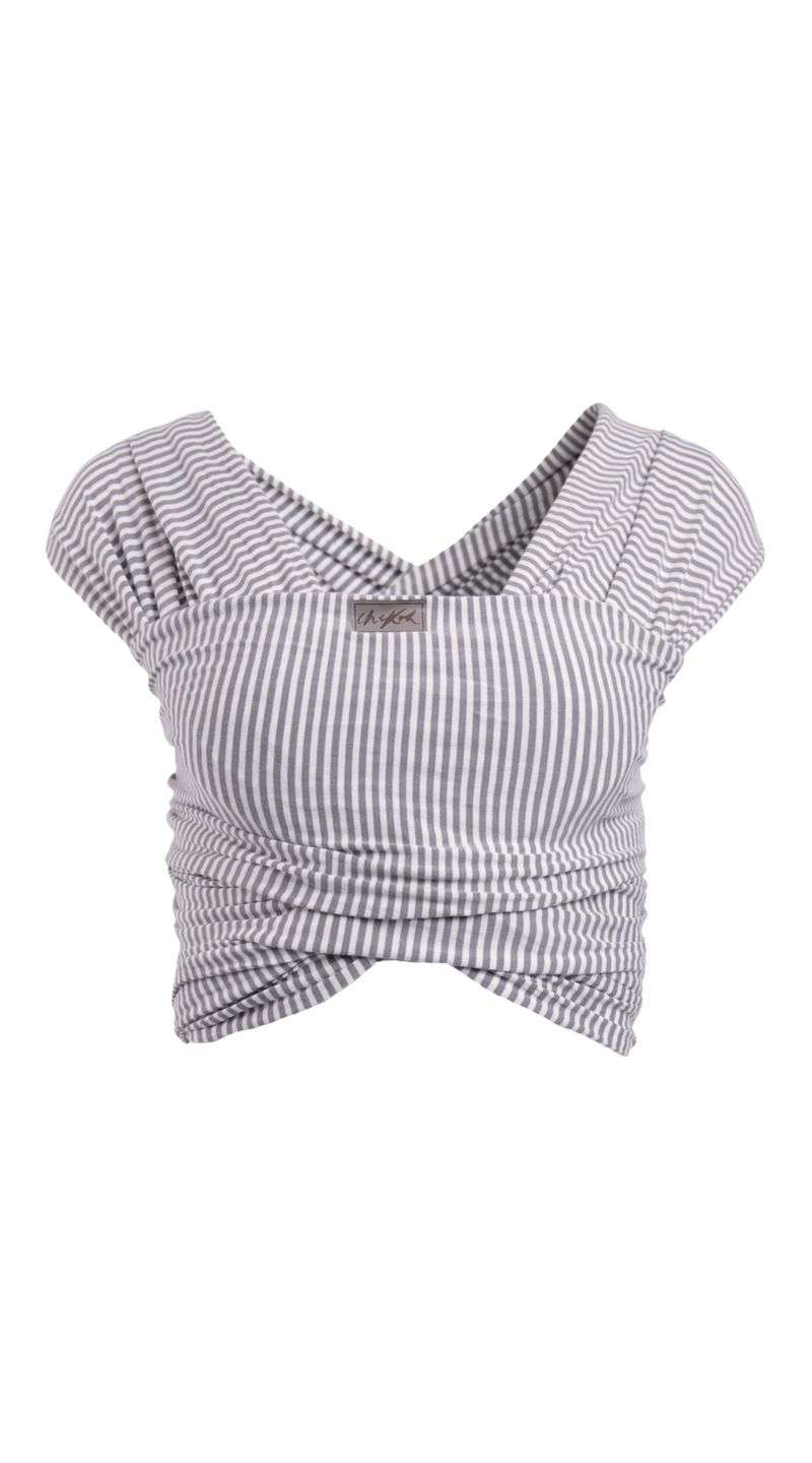 Grey Stripe Baby Wrap – Soft Breathable Infant Carrier Sling