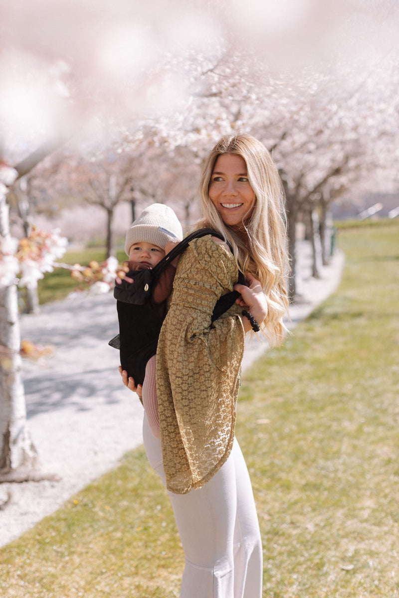Black Velvet Baby Carrier – Soft Ergonomic Infant Sling Wrap