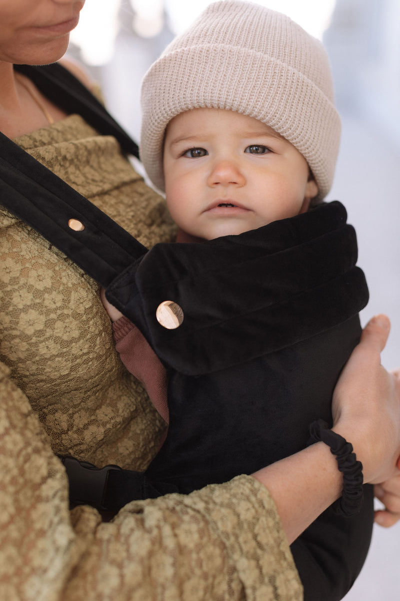 Black Velvet Baby Carrier – Soft Ergonomic Infant Carrier