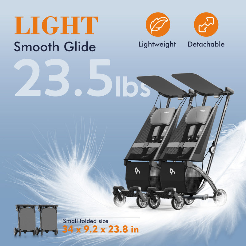 Beberoad R1 Auto-Folding Baby Stroller – Single or Double Travel