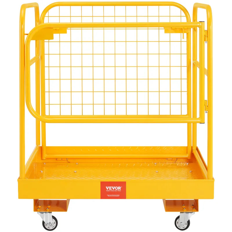 36x36in Forklift Safety Cage 1200LB Folding Work Platform with Wheels