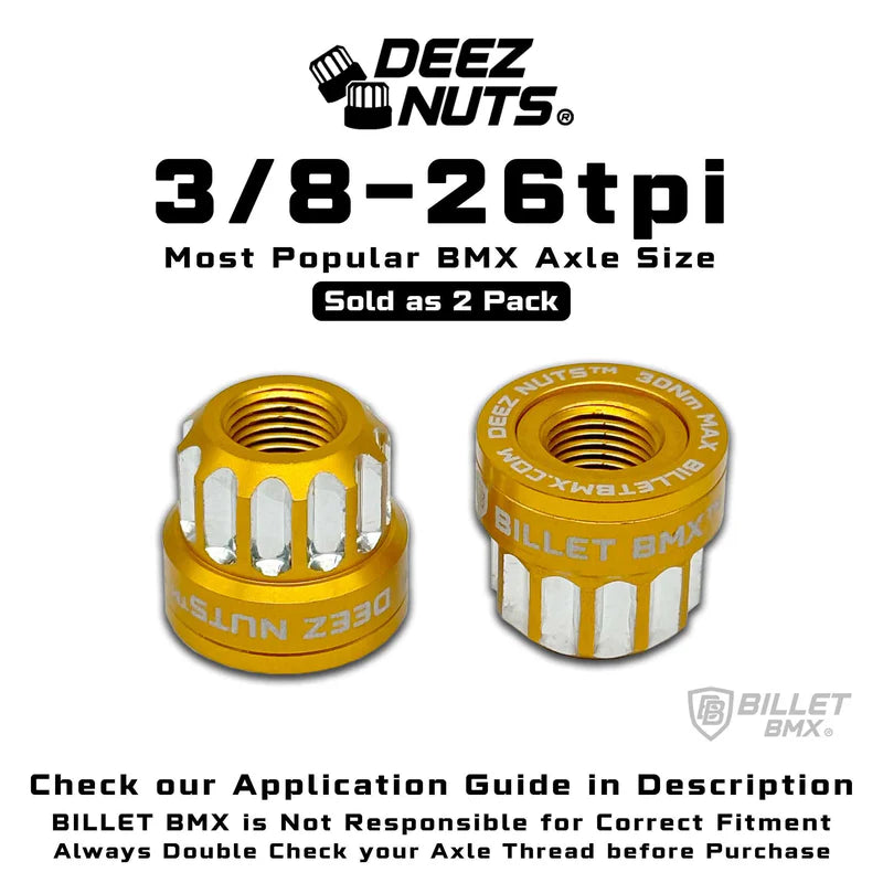 BILLET BMX Deez Nuts 12-Point Axle Nuts 3/8"-26 TPI (2-Pack)