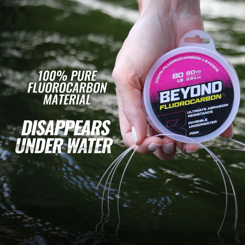 Beyond Fluorocarbon Leader Material 50YD – Pink or Clear