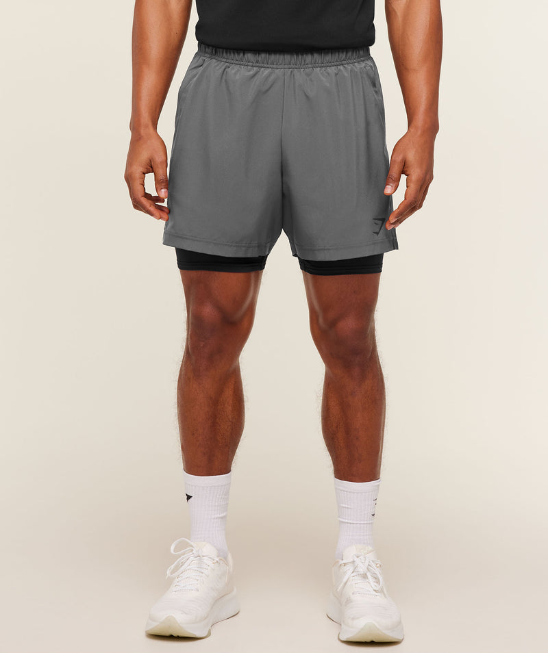 Gymshark Sport 5 2 in 1 Shorts Dark Grey Black Training Performance
