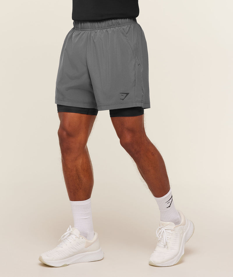 Gymshark Sport 5 2 in 1 Shorts Dark Grey Black Training Performance