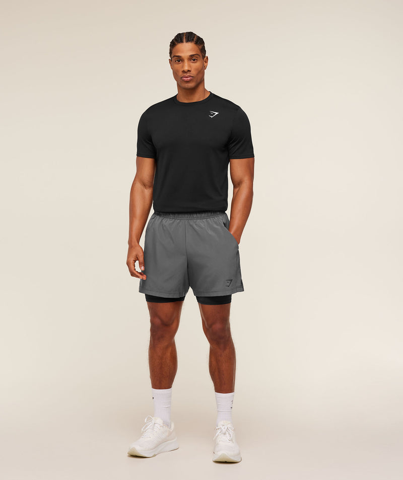 Gymshark Sport 5 2 in 1 Shorts Dark Grey Black Training Performance