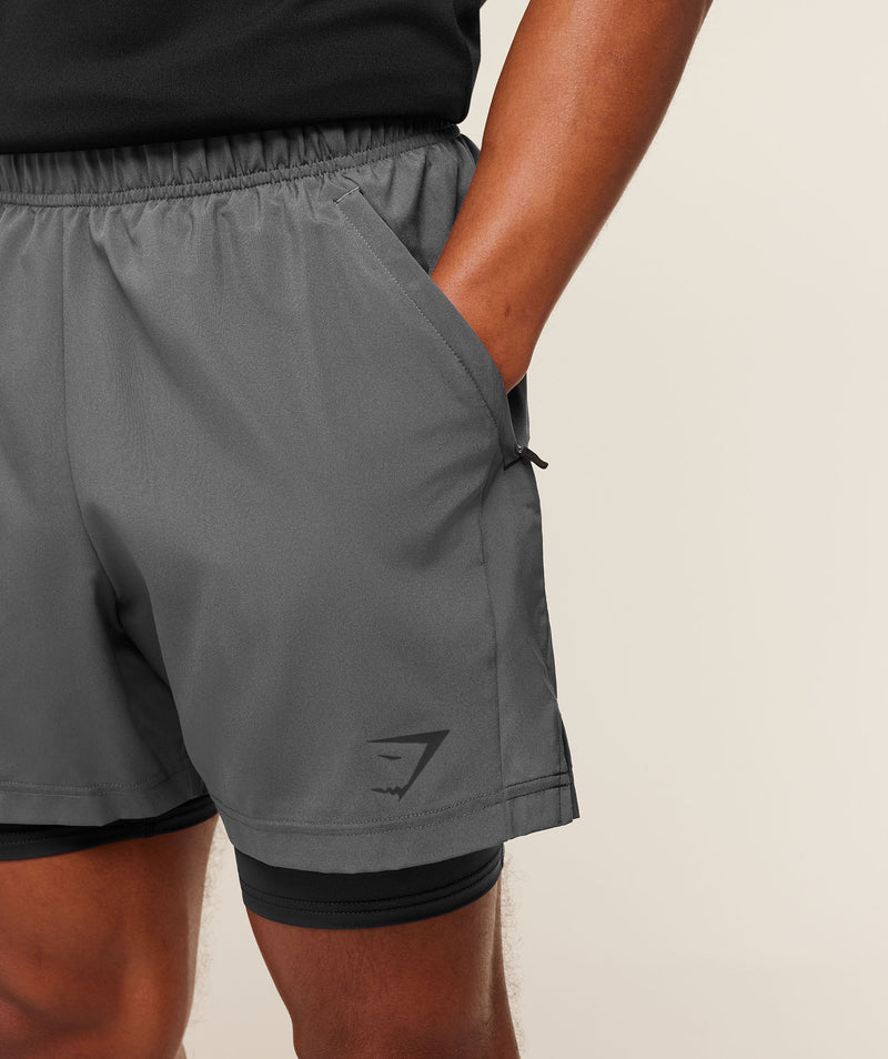 Gymshark Sport 5 2 in 1 Shorts Dark Grey Black Training Performance