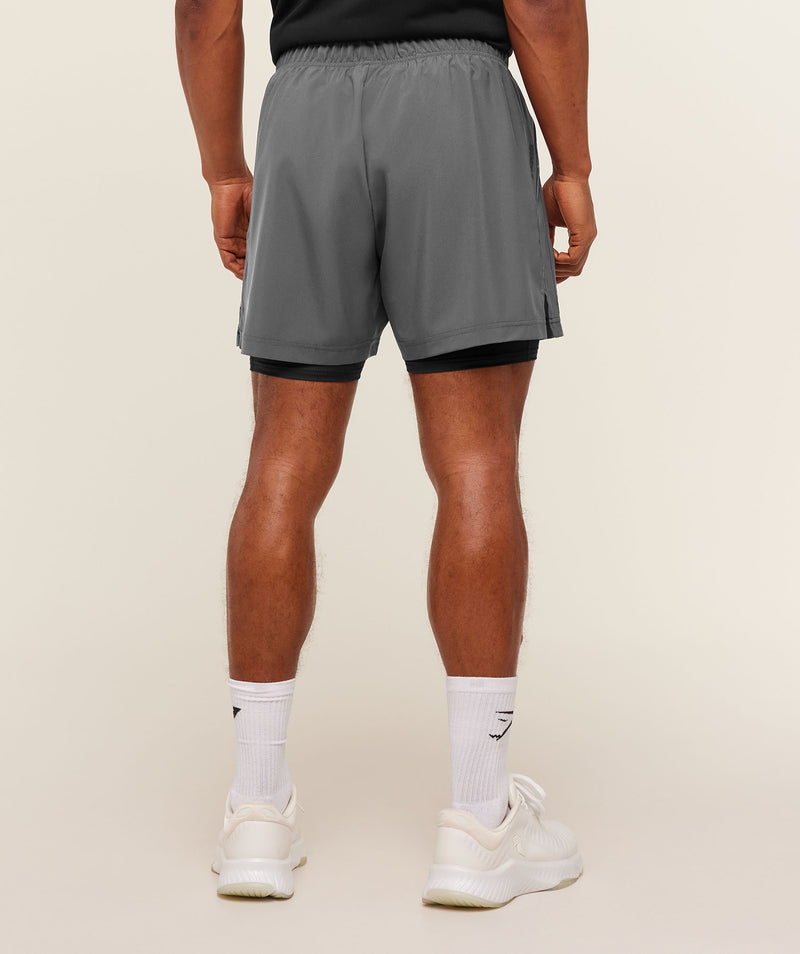 Gymshark Sport 5 2 in 1 Shorts Dark Grey Black Training Performance