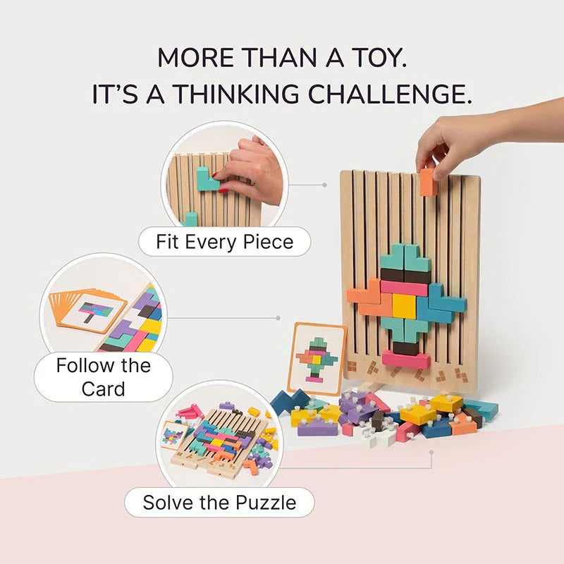Montessori Brain Blocks Wooden Educational Puzzle Learning Toy for Kids