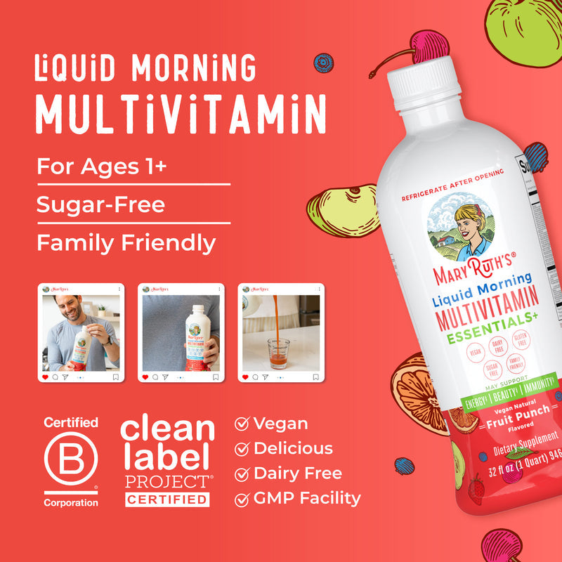 Liquid Morning Multivitamin Essentials+ Daily Wellness Energy Support