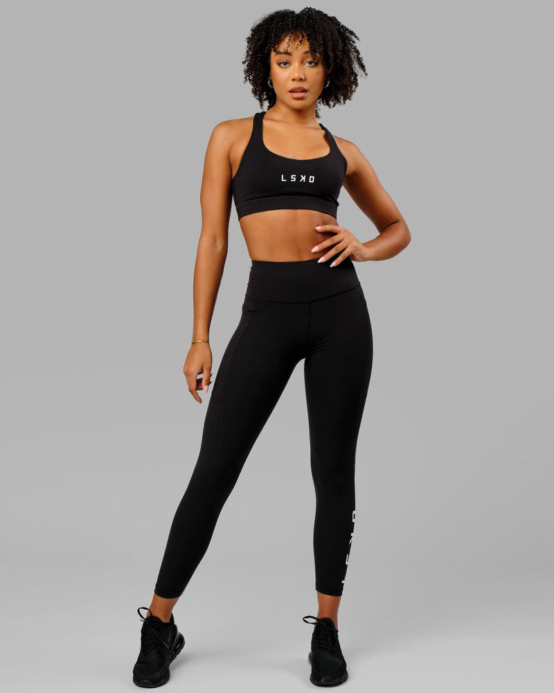 Rep Ultra High Rise 7/8 Legging Pockets Black White Stretch Activewear