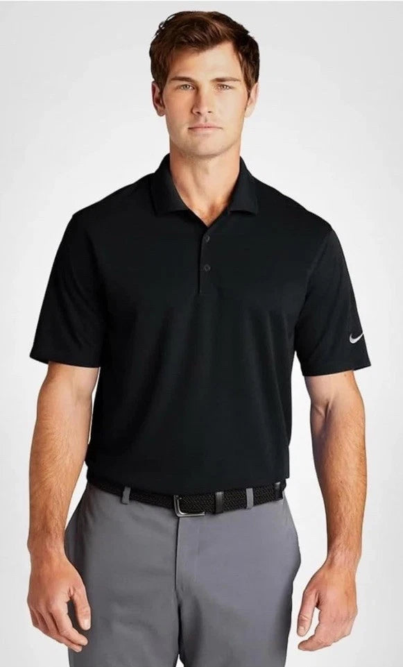 Nike Dri-FIT Micro Pique 2.0 Golf Polo Black White Swoosh Large