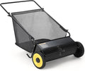 26in Push Lawn Sweeper 7FT³ Grass & Leaf Collector with 4 Spinning Brushes