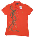 Polo Ralph Lauren Women's Orange Polo Shirt Big Pony Print New