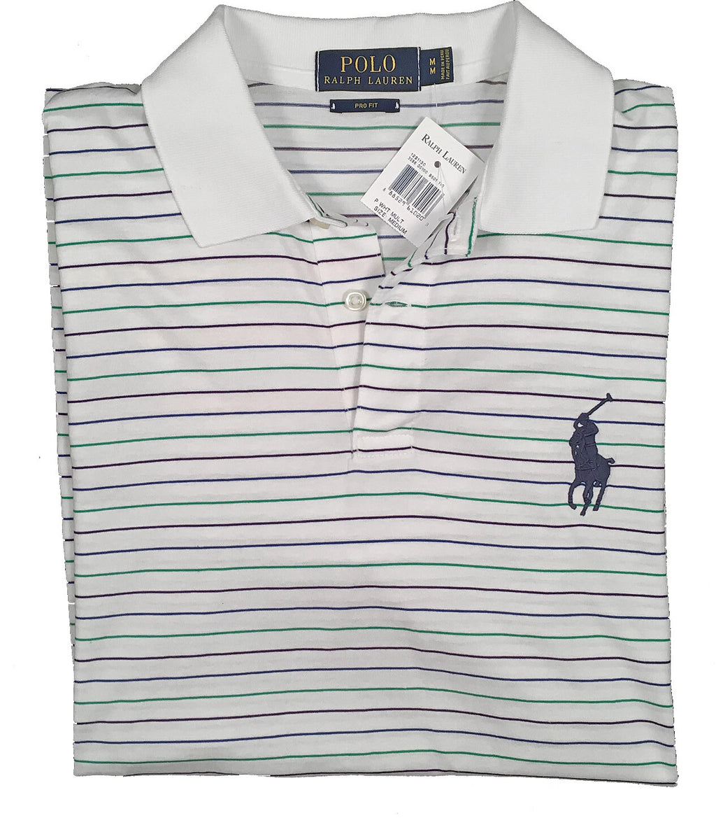 Polo Ralph Lauren Pima Cotton Slim Fit Polo Shirt Red Green White New