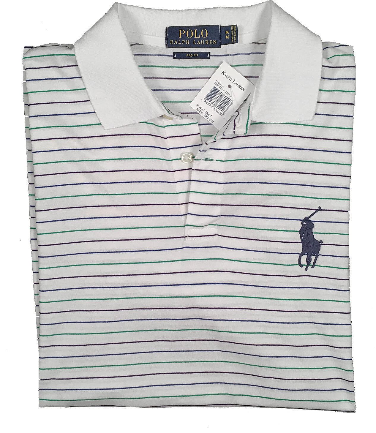 Polo Ralph Lauren Pima Cotton Slim Fit Polo Shirt Red Green White New
