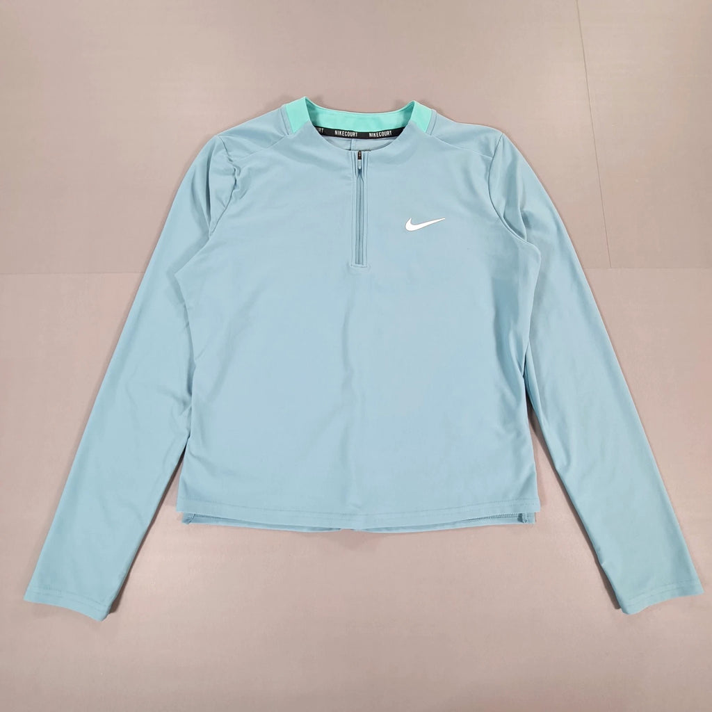 Nike Court Women's Blue Quarter-Zip Long Sleeve Tennis Top FD5676-464