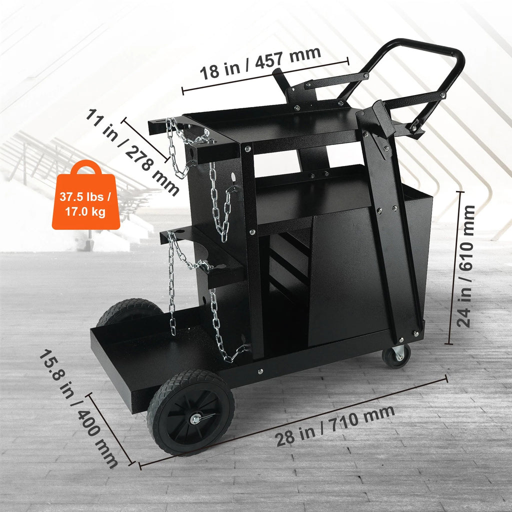 2-Tier Welding Cart with 4 Drawers Heavy Duty MIG Welder Cart on Wheels
