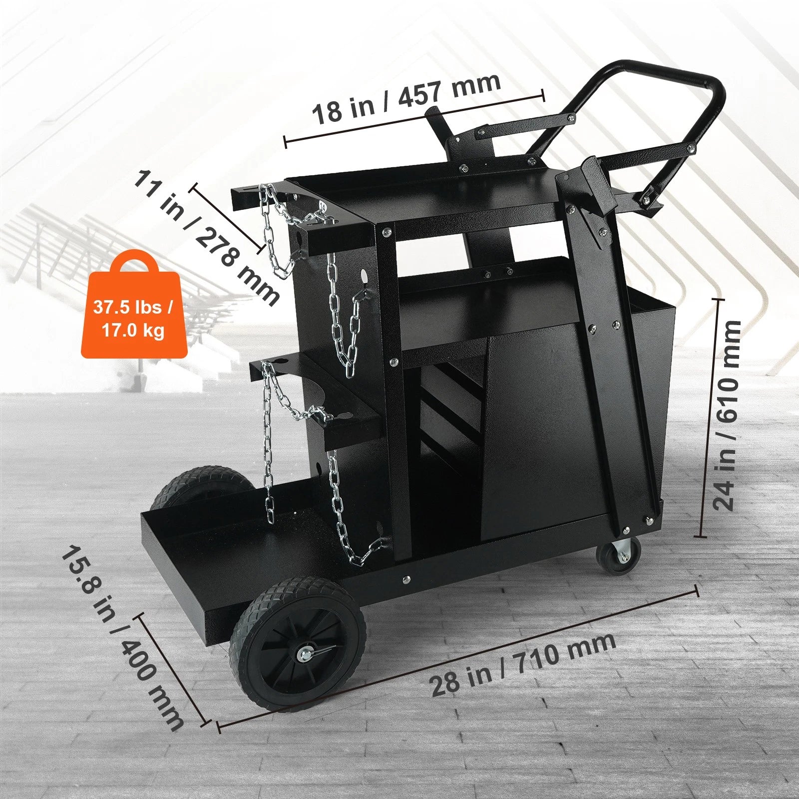 2-Tier Welding Cart with 4 Drawers Heavy Duty MIG Welder Cart on Wheels