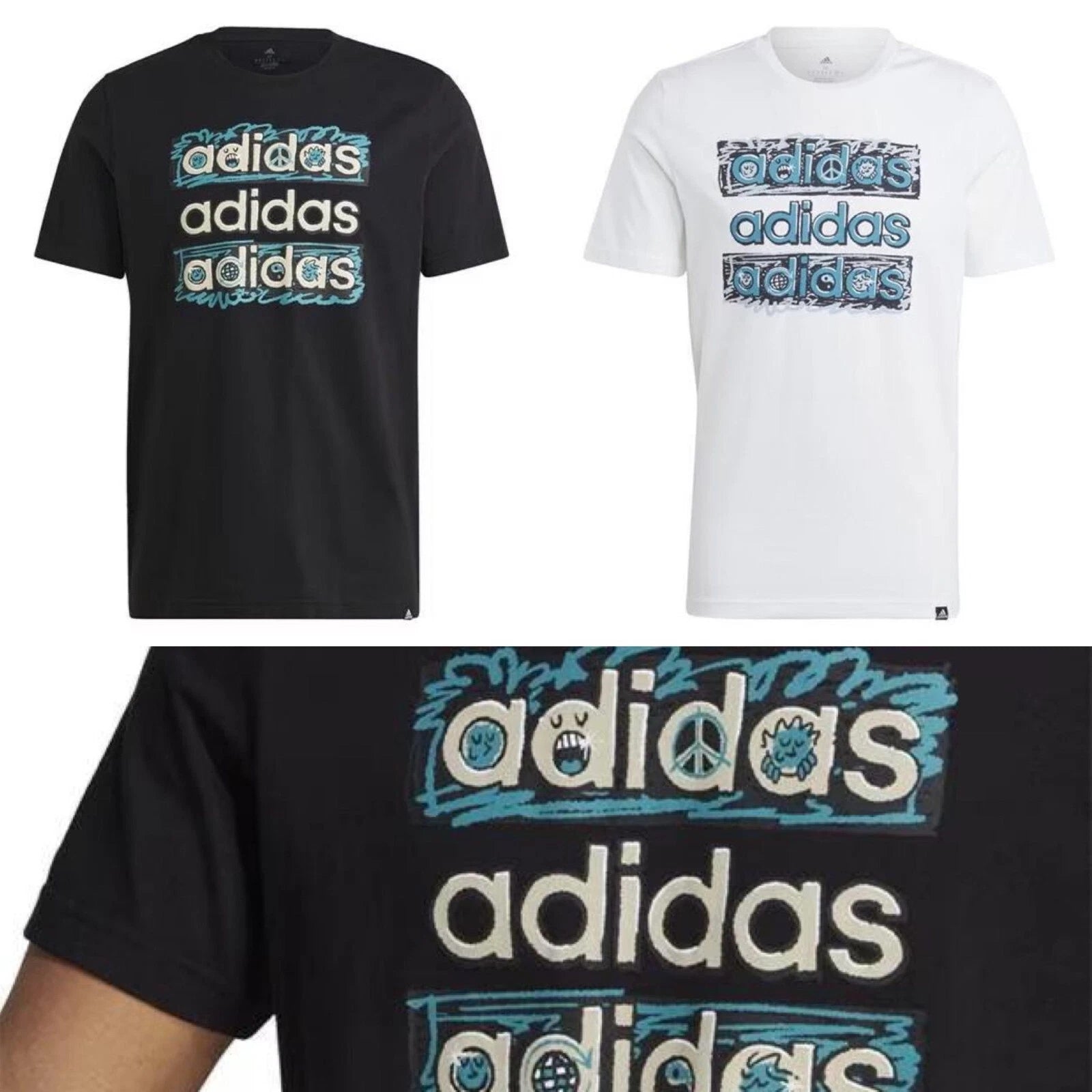 Adidas Dream Doodle Graphic T-Shirt Men's Short Sleeve Crew Neck New