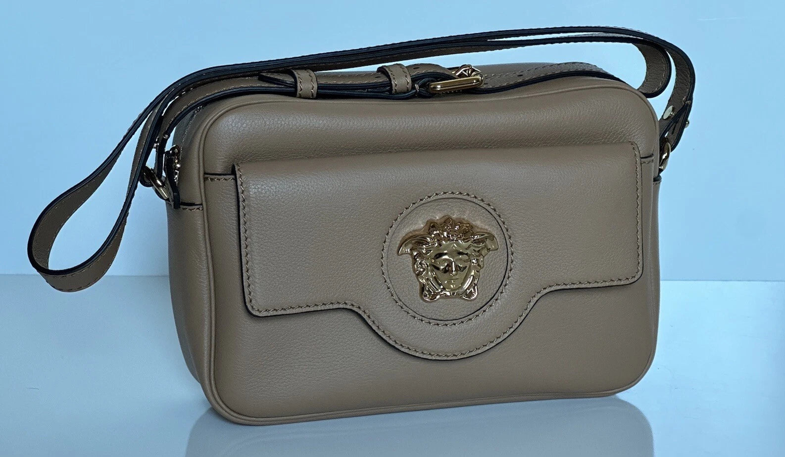 Versace Medusa Head Calf Leather Caramel Medium Shoulder Bag 1008102