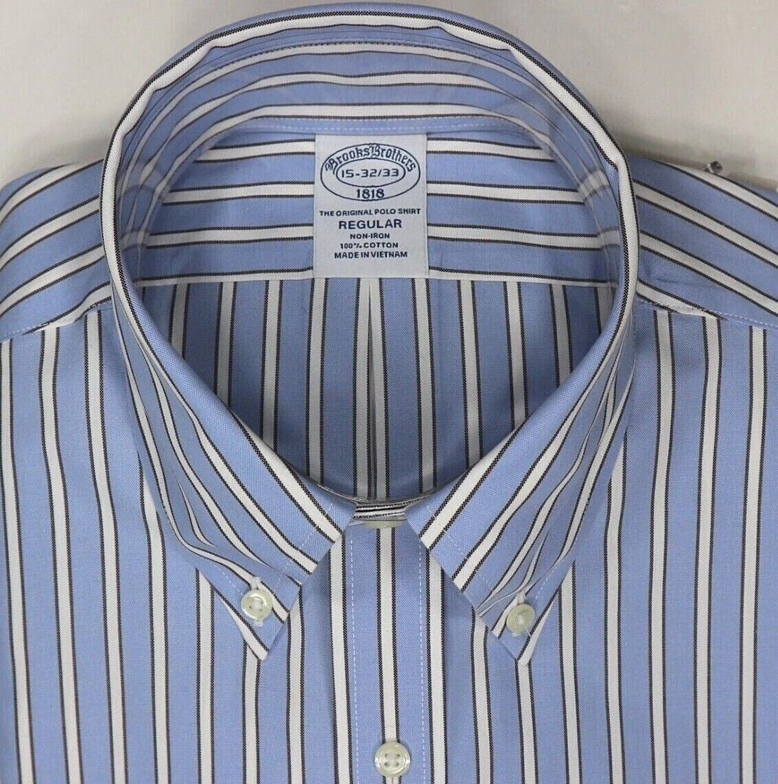 Brooks Brothers Original Polo Shirt Regular Fit Stripe NWT 15-15.5 32/34