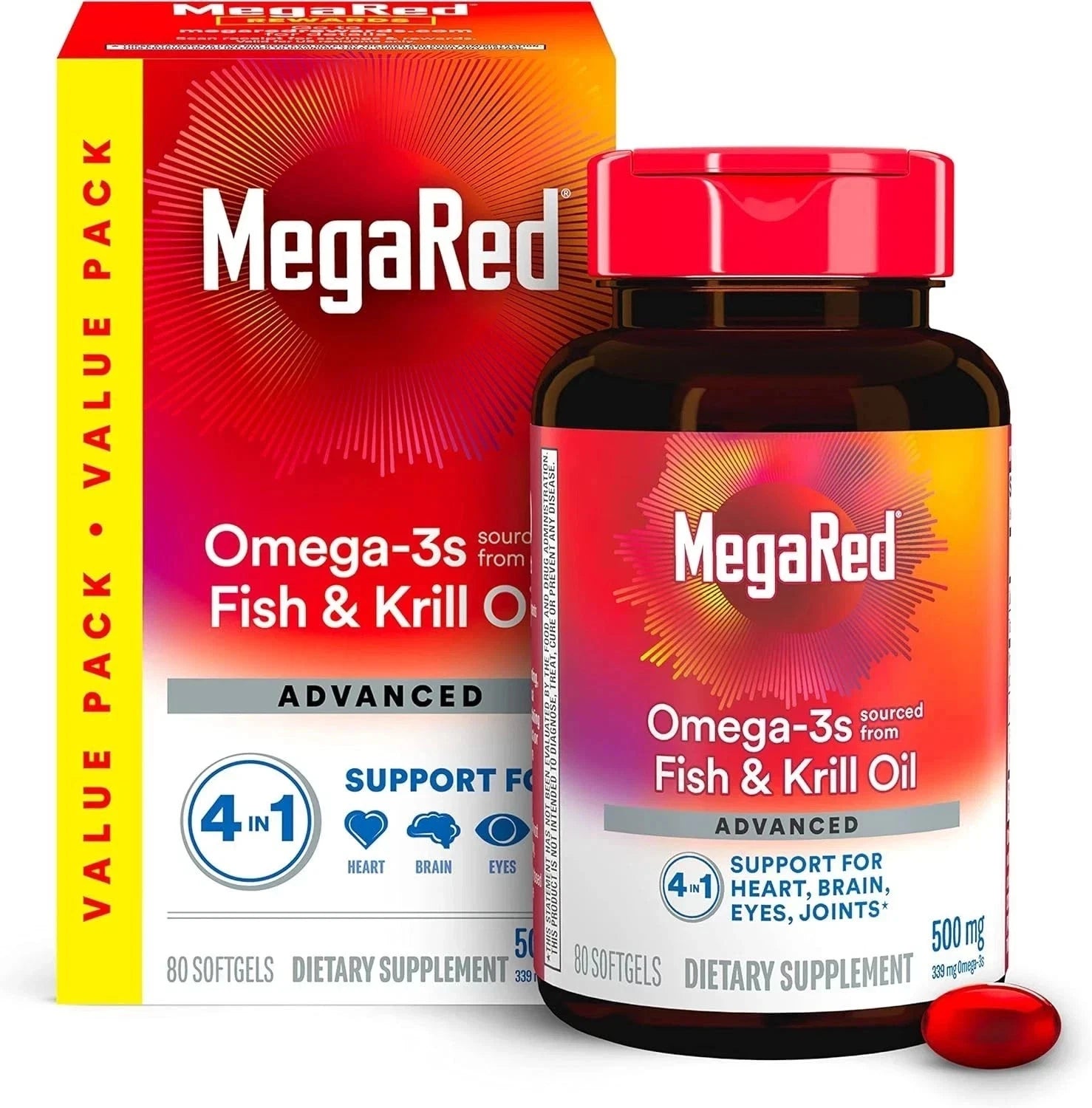 MegaRed 6X Omega 3 Fish Oil 500mg – 80 Softgels Exp 2027