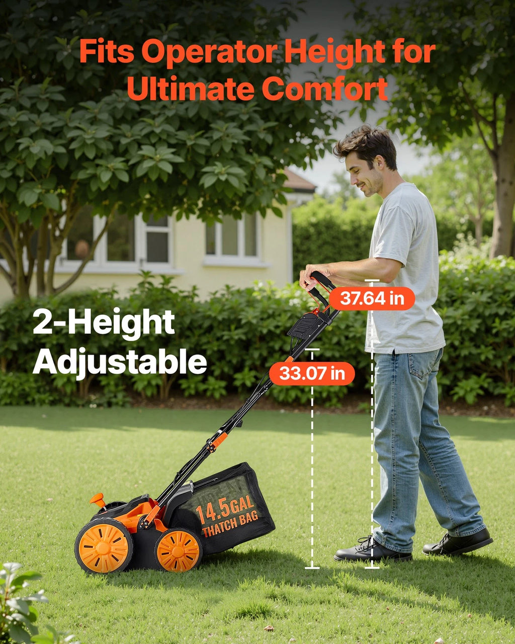 16in 15Amp Electric Dethatcher & Scarifier with 14.5Gal Collection Bag