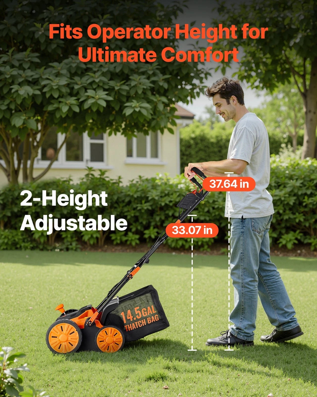 16in 15Amp Electric Dethatcher & Scarifier with 14.5Gal Collection Bag