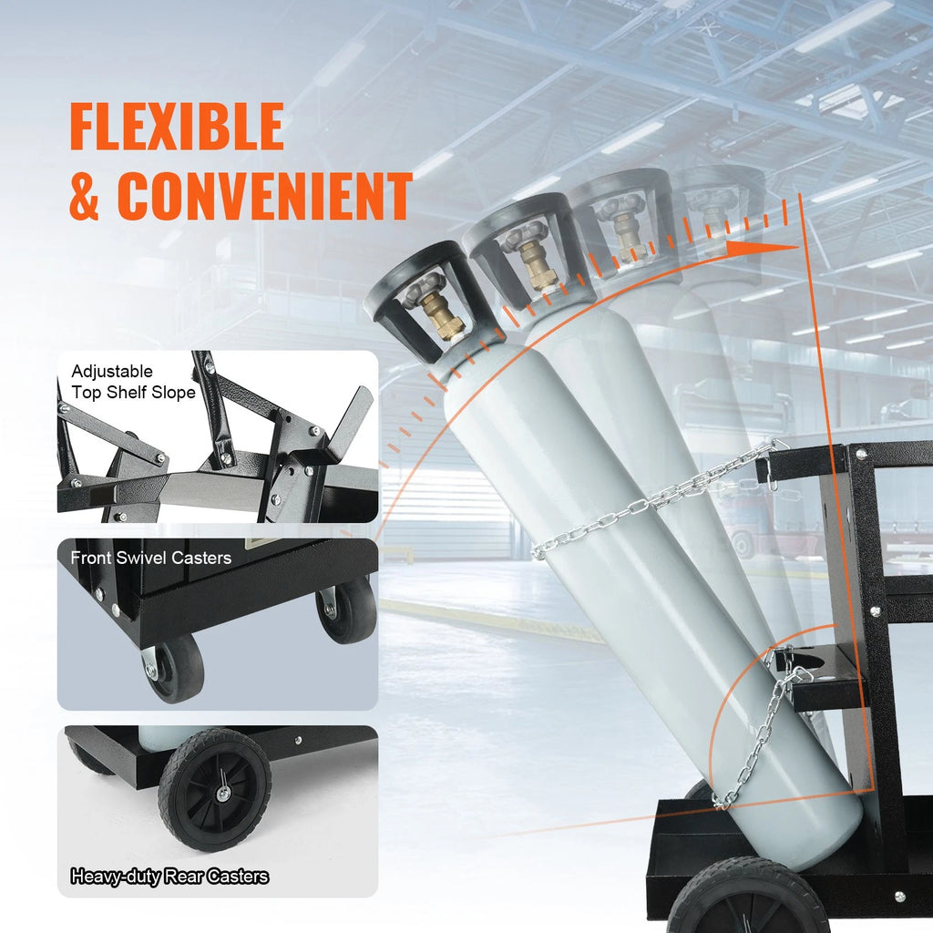 2-Tier Welding Cart with 4 Drawers Heavy Duty MIG Welder Cart on Wheels