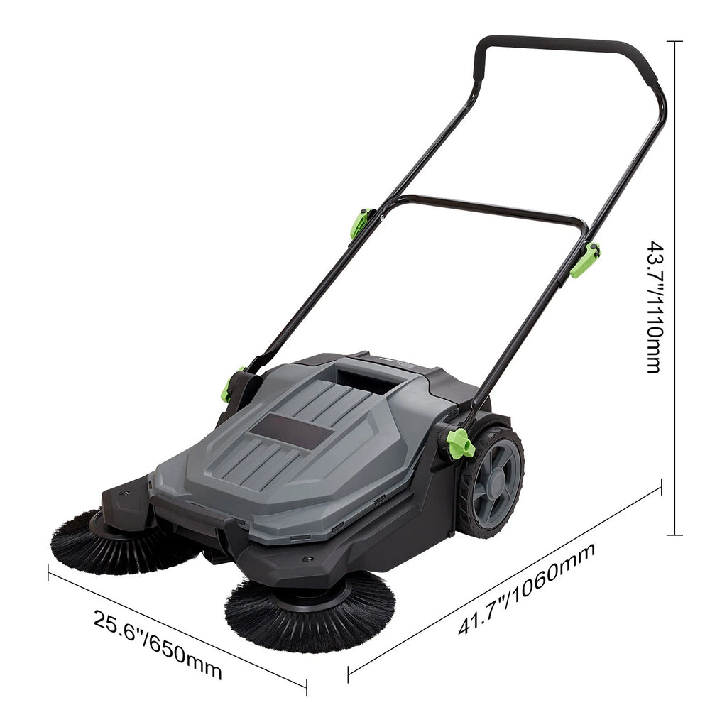 Walk-Behind Push Floor Sweeper with 5-Gallon Bin for Yard Garage Patio