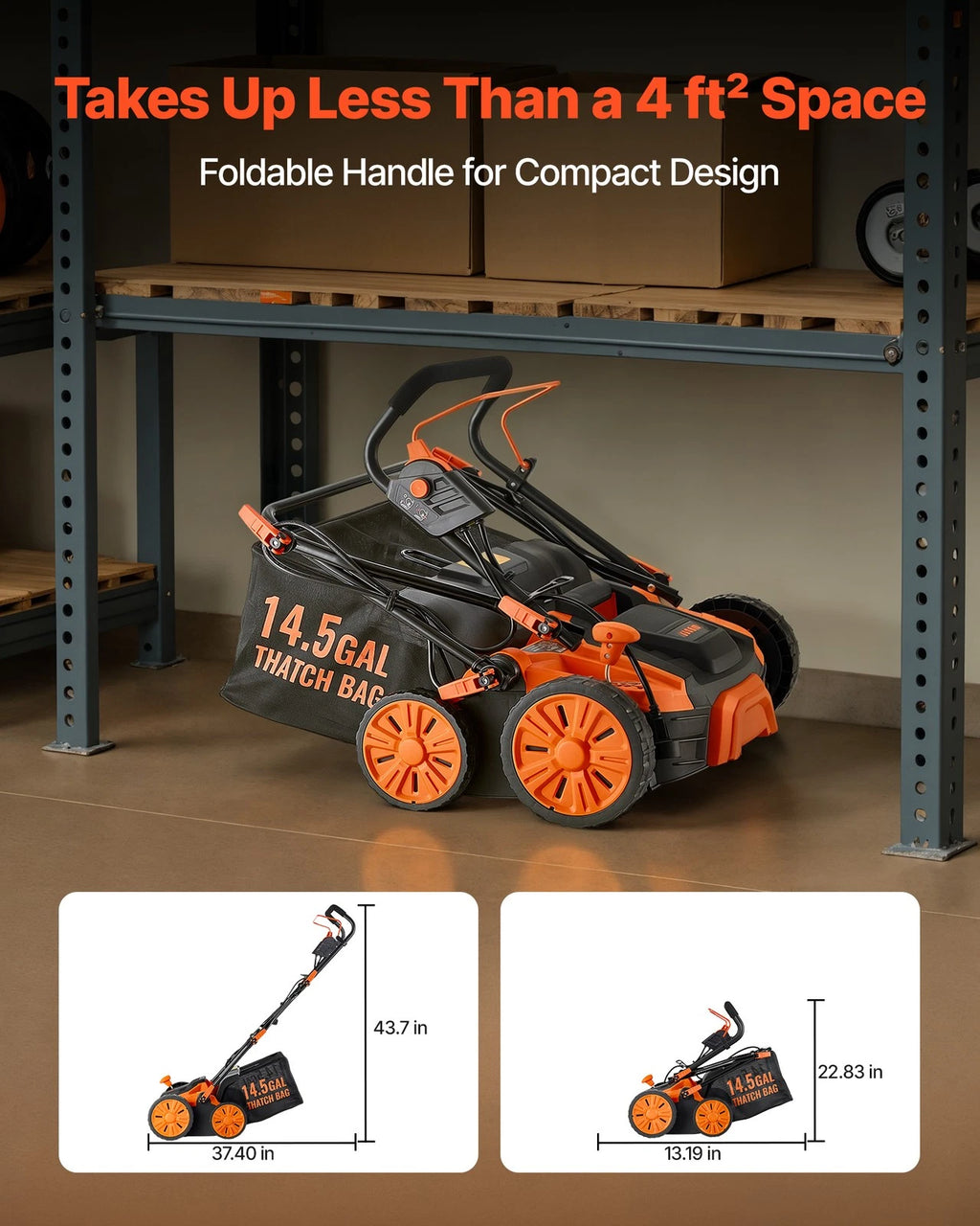 16in 15Amp Electric Dethatcher & Scarifier with 14.5Gal Collection Bag