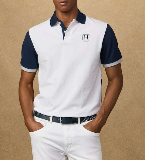 Hackett Heritage Classic Fit Branded Quad Polo Shirt White XL