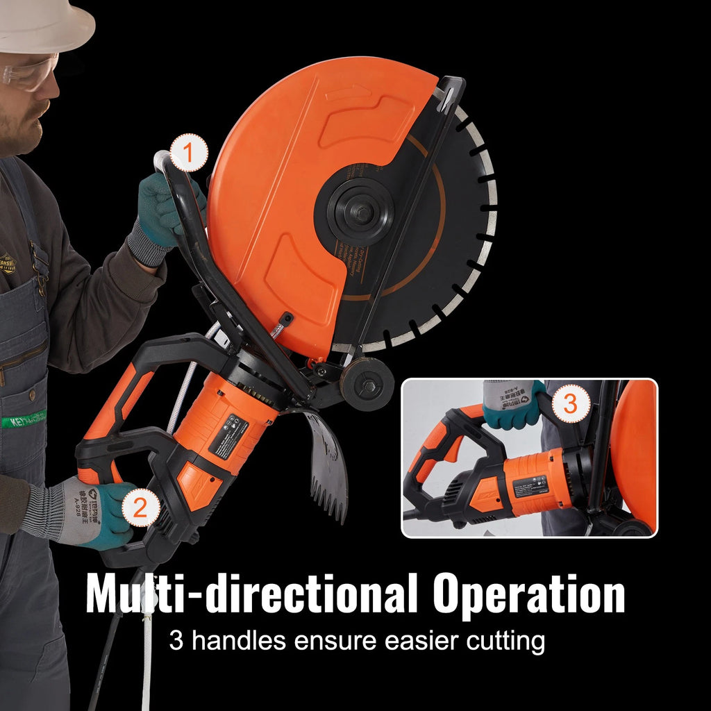 16in Electric Concrete Saw 3200W Wet Cut Circular Saw with 6in Depth